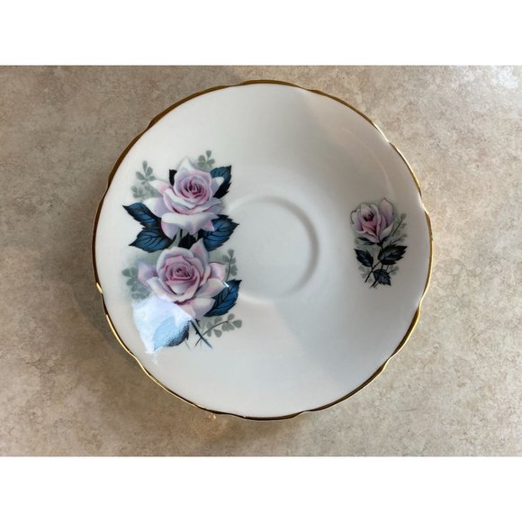 Delphine Bone China Tea Cup and Saucer England White Pink Roses - Picture 8 of 9